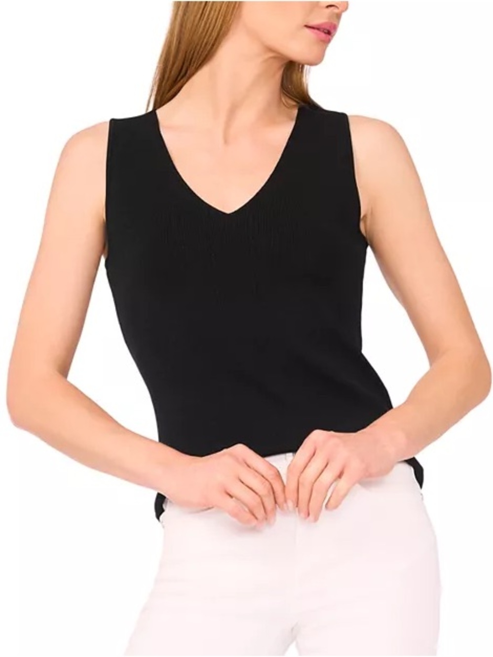Ted Baker Summer Soiree Rich Black V-Neck Ribbed Tank Top